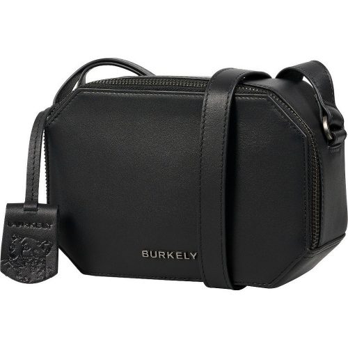 Burkely Nocturnal fekete női bőr oldaltáska, crossbody