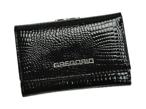 Gregorio GF117 fekete lakkbőr női pénztárca 12.5 x 8 x 3.5 cm