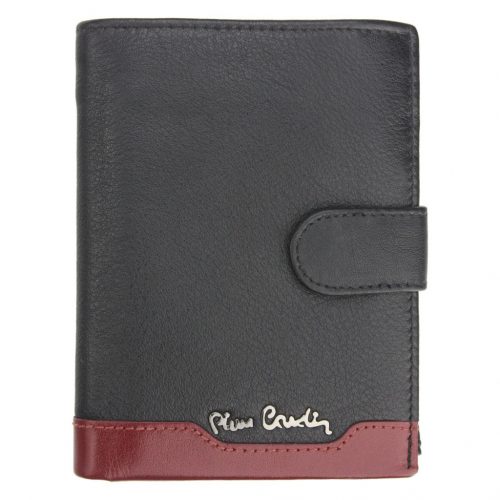 Pierre Cardin TILAK37 326A RFID fekete-piros férfi bőr pénztárca 10,5 x 12,7 cm