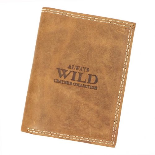 Wild N4-P-CHM RFID konyakbarna férfi bőr pénztárca 10 x 13 x 2.5 cm