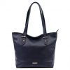 MiaMore 01-058 navy kék női bőr válltáska, shopper 40 x 30 x 12 cm