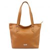 MiaMore 01-058 cognac barna női bőr válltáska, shopper 40 x 30 x 12 cm