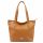 MiaMore 01-058 cognac barna női bőr válltáska, shopper 40 x 30 x 12 cm