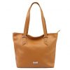 MiaMore 01-058 cognac barna női bőr válltáska, shopper 40 x 30 x 12 cm