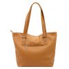 MiaMore 01-058 cognac barna női bőr válltáska, shopper 40 x 30 x 12 cm