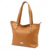 MiaMore 01-058 cognac barna női bőr válltáska, shopper 40 x 30 x 12 cm