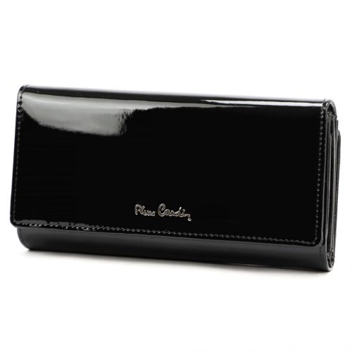 Pierre Cardin 07 SHINY 121 fekete női bőr-rostbőr pénztárca 19,5 x 10 cm