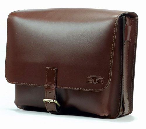 Blazek&Anni: Selyemfényű barna bőr oldaltáska, crossbody táska