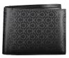 Calvin Klein fekete CK mintás bőr pénztárca, férfi  RFID 13 x 10 cm