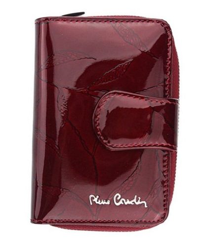 Pierre Cardin bordó, levélmintás női bőr pénztárca 9,5 × 13 cm 