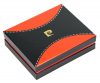 Pierre Cardin fekete-piros színű, férfi bőr pénzcsipeszes pénztárca és kártyatartó, 11 × 9 cm 