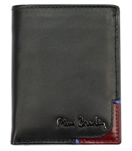 Pierre Cardin fekete-piros férfi bőrpénztárca, RFID 8 × 10 cm 